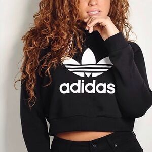 Adidas Trefoil Black Crop Hoodie - Small
